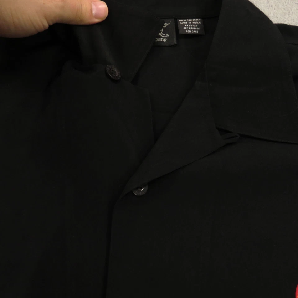 Dragonfly Shirt XXL Mens Black Flaming Dice Gambling Embroidered Loop Button Up - Image 4 of 4