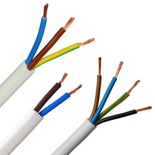 2 3 4 5 Core Electrical Flex Cable Wire 0.75mm 1mm 1.5mm 2.5mm WHITE Mains