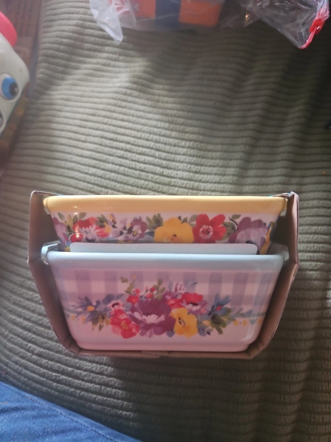 The Pioneer Woman 2 Pack Ceramic Mini Loaf Pans Sweet Romance Blossoms New