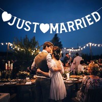 Just Married Girlande Deko Hochzeit Wimpelkette Banner FüR Brautdusche Hochzeit