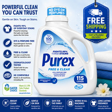 Purex Free & Clear Liquid Detergent, Sensitive Skin, 150 fl oz, 115 loads 0.12 per gallon