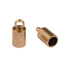 Stainless Steel Gold cord ends/end cap 3mm ho...