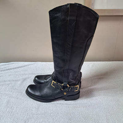 MIZ MOOZ Black Buckle Leather Zip KING Riding Style Boots Sz 7
