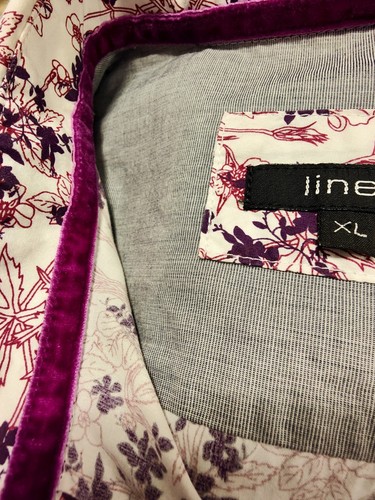 LINEA Men's Casual Shirt, Plum Floral print on White, Size XL, 100%Cotton - Picture 10 of 10