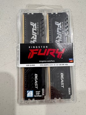 Kingston Fury Beast 32GB (2x16GB) DDR4 CL18 Desktop Memory XMP KF436C18BBK2/32