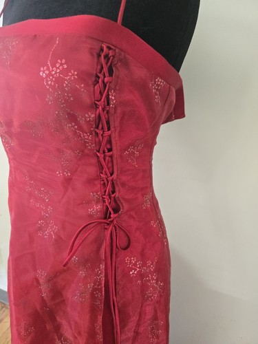 Zum Zum Prom Dress Maxi Gown 11/12 Red 90s Y2K Whimsigoth Vampy Formal Romantic - Picture 2 of 15