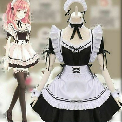 Cute Lolita French Maid Dress Girls Woman Anime Cosplay Party Costumes UKYRH5