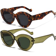 Oversized Cat Eye Sunglasses for Women Cute Oval Thick Frame Cateye Sun Glass...