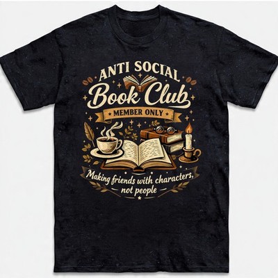 Anti Social Book Club Member Only Reading Introvert Funny Retro Tee Gift