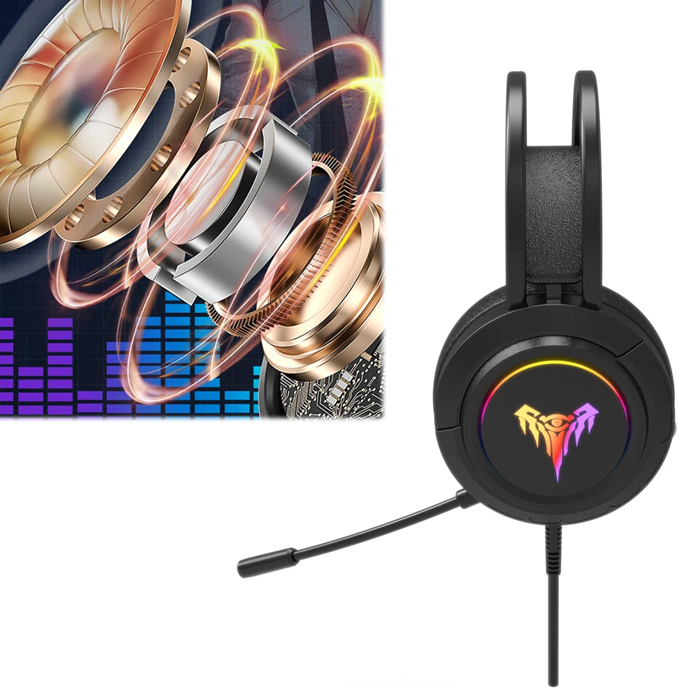 RGB Gaming Headset with LED Lights for PS4 PC Laptop Over-Ear Headphones-image
