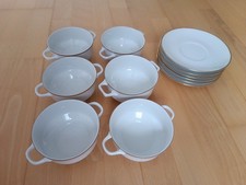 Bayreuther Waldsassen 6 Suppentassen, Set, Goldrand, topp Zustand