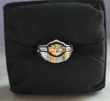 Harley Davidson 100th Anniversary Sterling Silver 10K Gold Ring Size 7