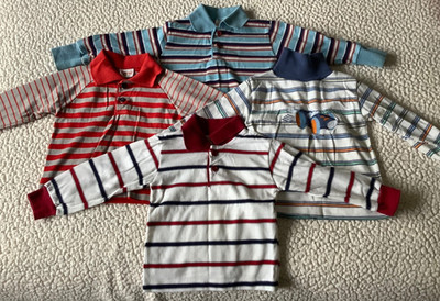 Health-tex Boys Vintage 1980s 2T/3T Polo Shirts -set of 4 -Long Sleeve Assorted