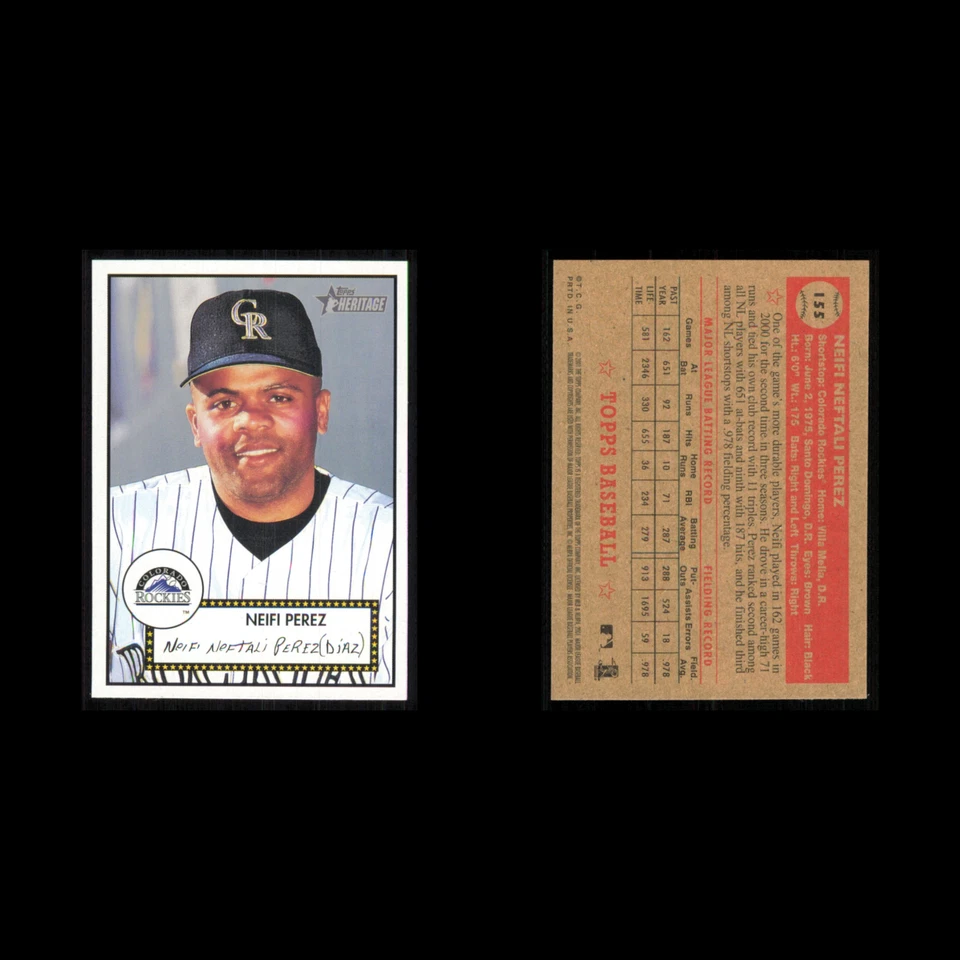 Neifi Perez #155 2001 Topps Heritage Colorado Rockies Baseball Card MLB NM - Image 3 of 3