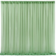 10x10 FT Green Tulle Backdrop Curtains Sheer Wedding Photo Background Drapes