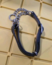 Leather Martingale Dog Collar - No Pull Design - Stainless Steel Chain Size M/L