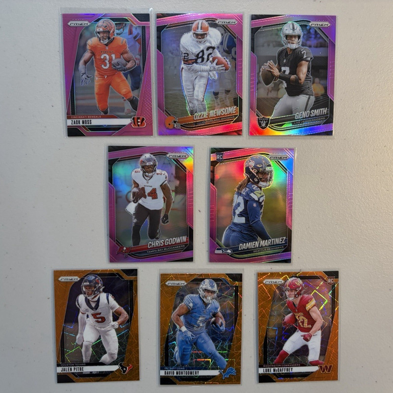 Panini Prizm 2025 NFL Pink & Orange  Prizm Parallel Football Card Lot