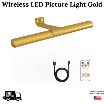 LED Picture Light Gold Wireless Remote Control Rechargeable Painting Lamp