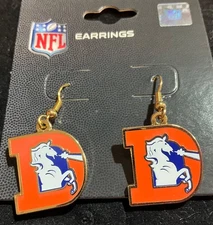 Denver Broncos Throwback D Logo J-Hook Earrings NEW