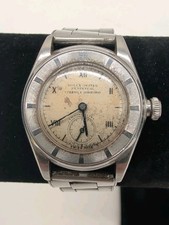 1940s Rolex Oyster Perpetual Cuervo Y Sobrinos Bubbleback Steel Watch Military!!