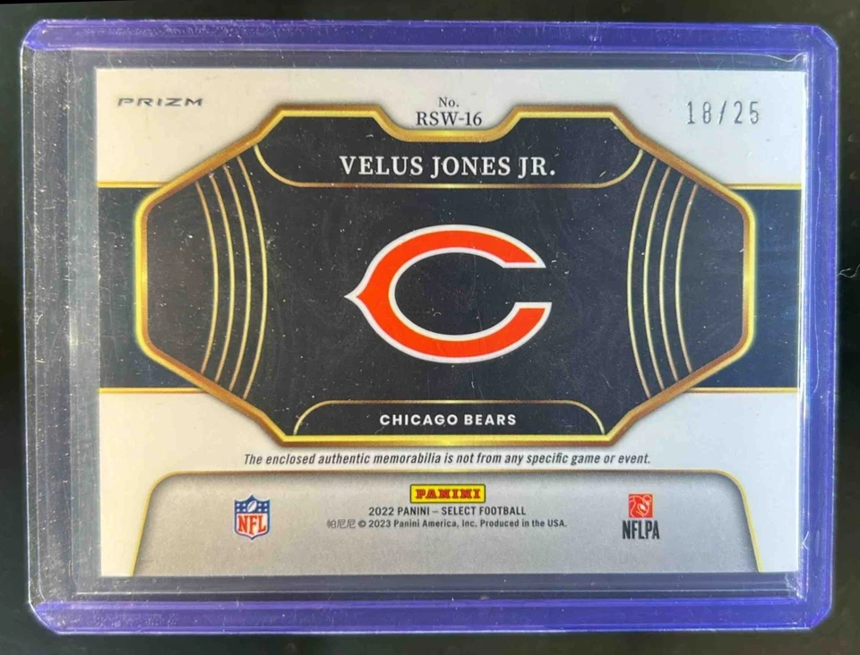 2022 Select Velus Jones Jr. Rookie Swatches RC Patch Tie Dye Prizm #18/25 Bears - Image 2 of 2