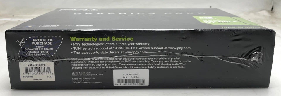 PNY VERTO GeForce GT610 Graphics Card 1024MB DDR3 VGA DVl HDMI "NEW" - Image 3 of 3