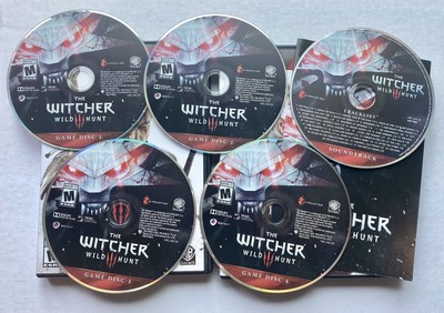 The Witcher 3: Wild Hunt PC DVD-ROM Game Discs 1 - 4/Soundtrack/Sleeve/Stickers