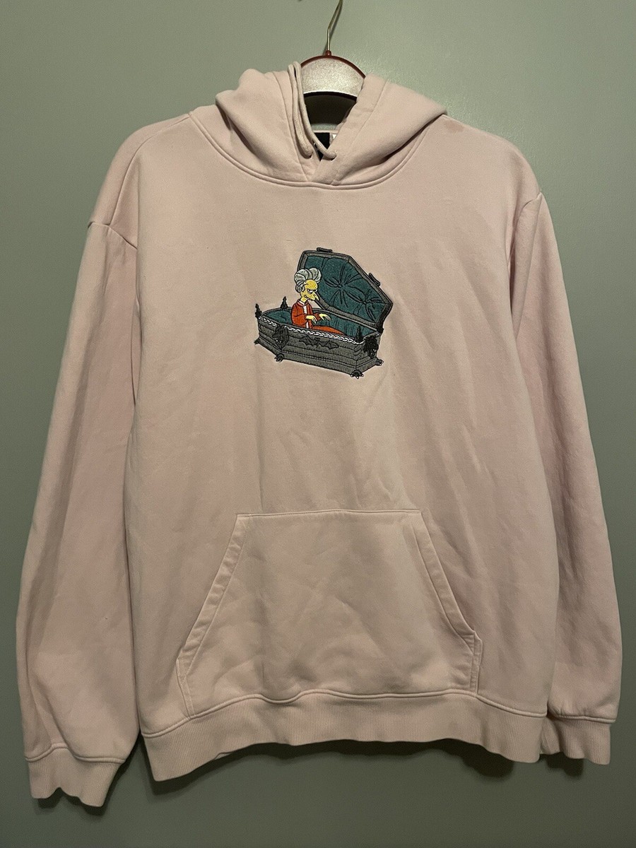 The Simpsons X H&M Mr. Burns Embroidered Pink Hoodie Size XL