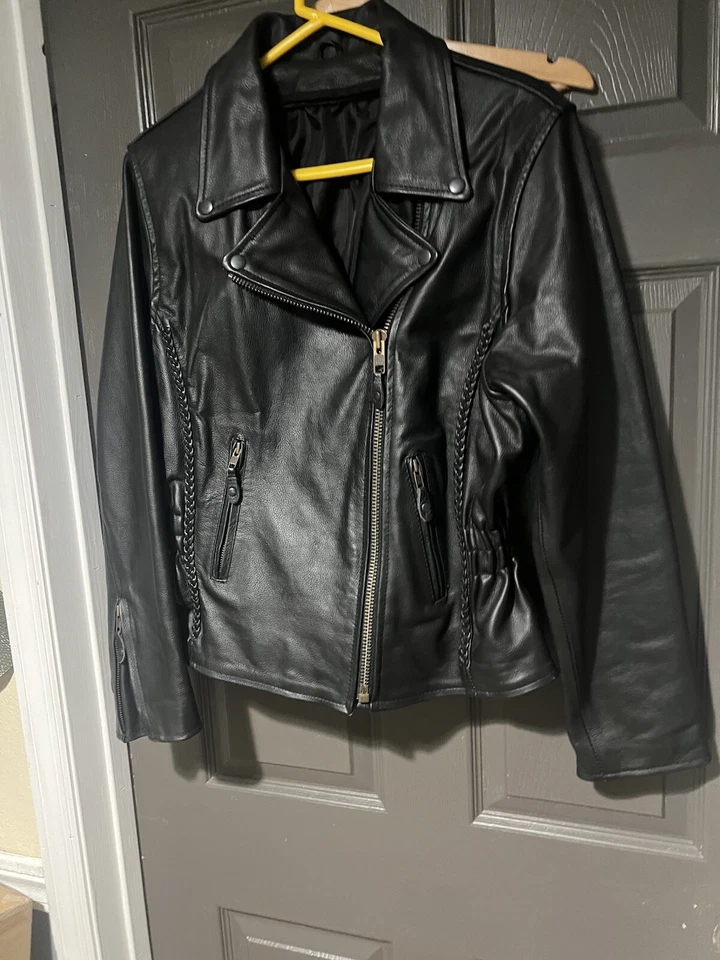 Woman biker leather gallery jacket motorcycle - Image 4 of 4