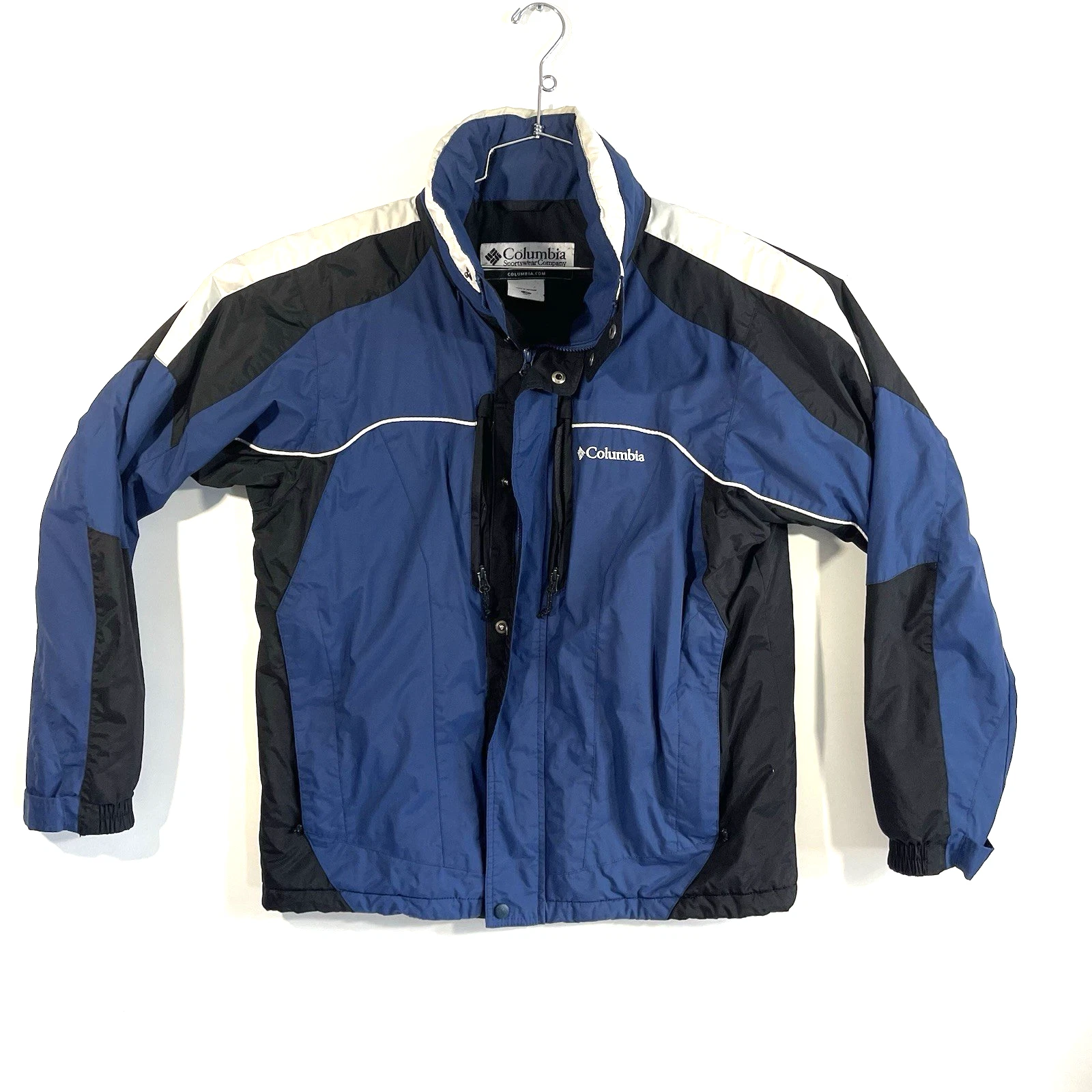 Columbia Jacket Mens Large Blue Black Interchange Waterproof Parka Shell Coat ^