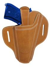 New Barsony Ambidextrous Tan Leather Pancake Holster for Full Size 9mm 40 45