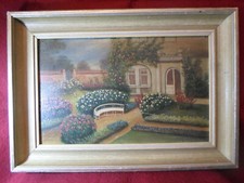 "BAROCKGARTEN - KREUZGARTEN  AM  SCHLOSS" Altes, orig. GARTEN - GEMÄLDE, nicht s