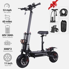 Folding Dual Motor 38AH 60V 6000W Adult Electric Scooter 11" Off Road Tire US
