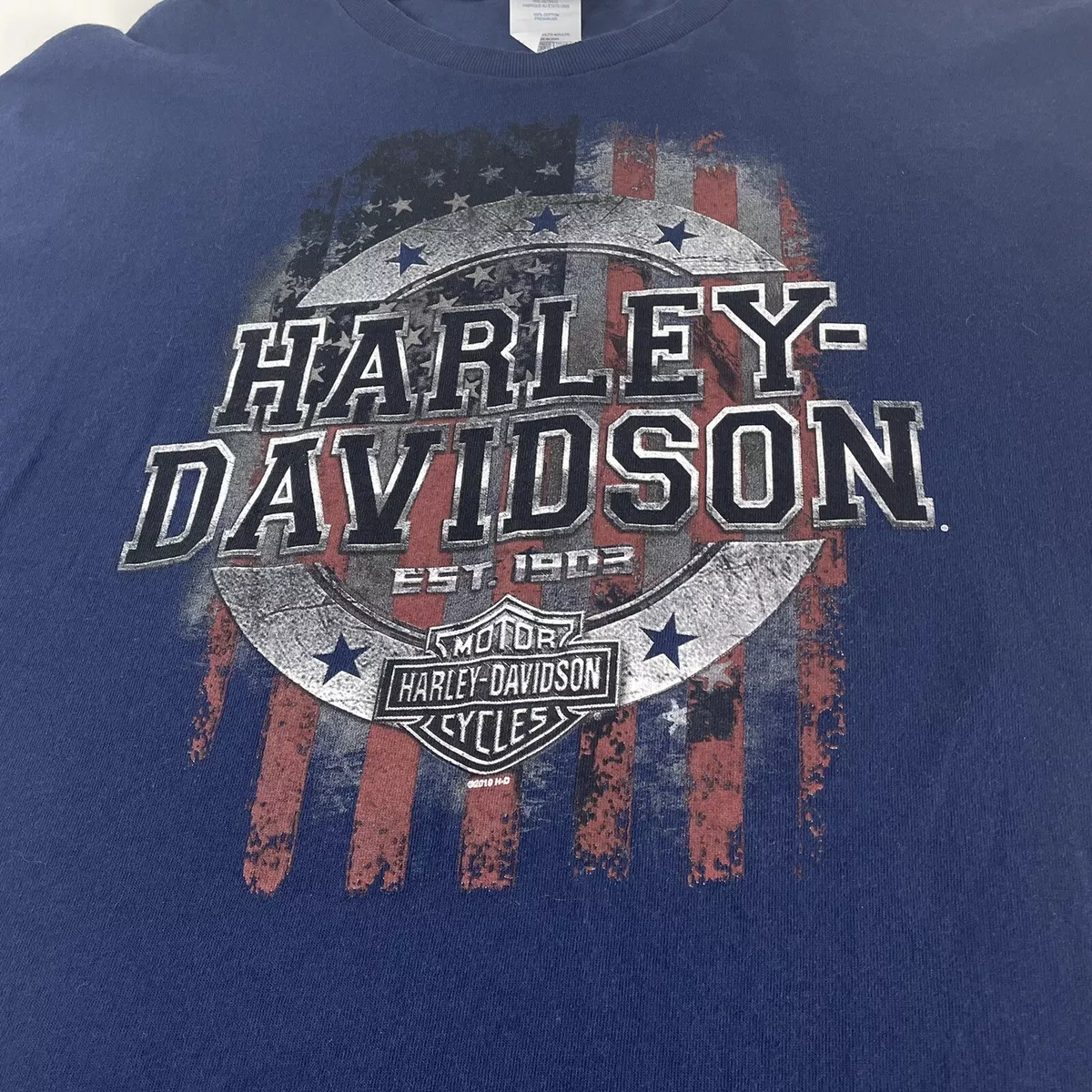 Harley Davidson 2XL T-Shirt St Augustine Florida Mens Blue Short Sleeve Tee