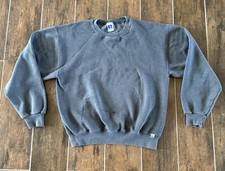 Men  s Vtg 80s 90s Russell Athletic Blank Crew Rocky Gray Logo Sweatshirt Large
