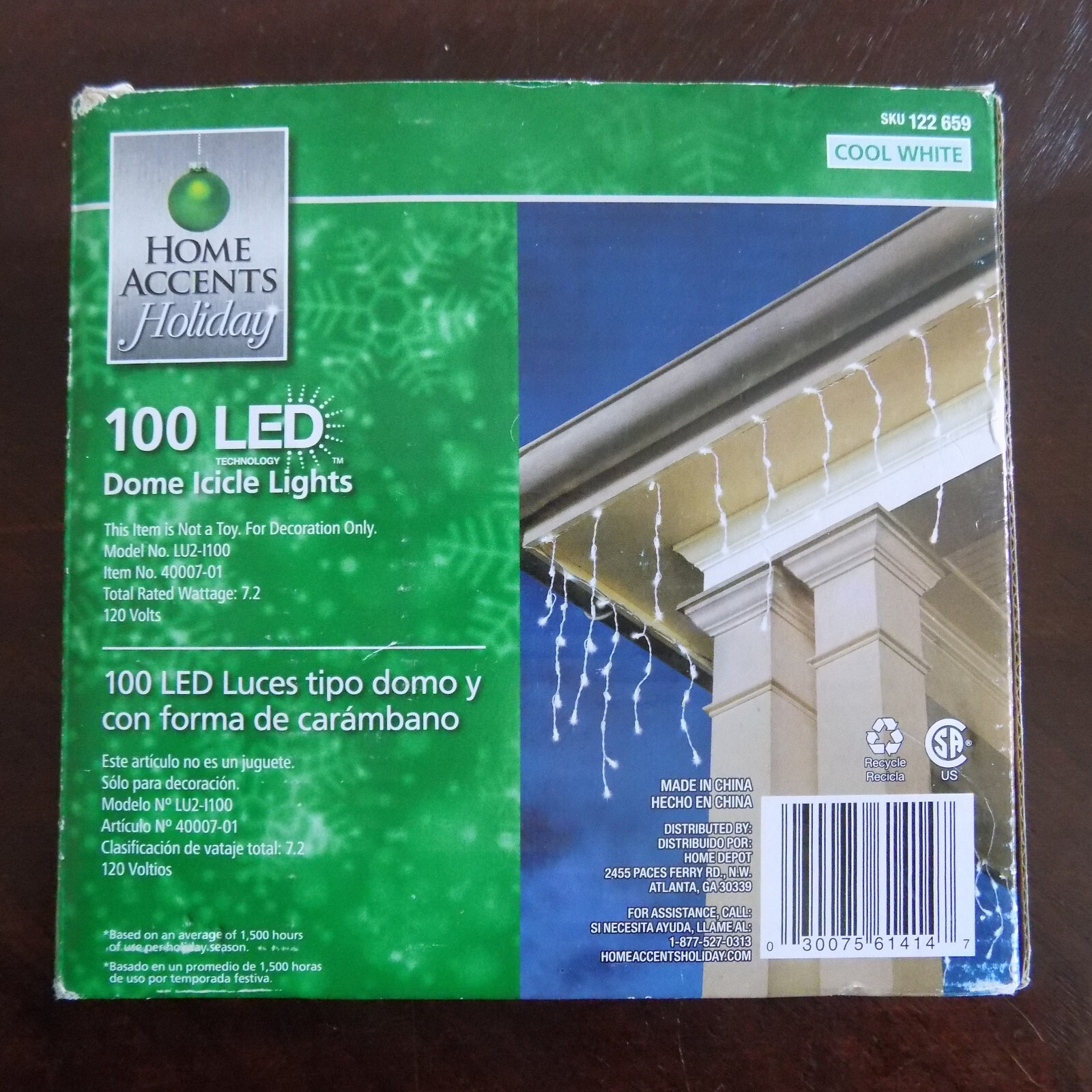 Home+Accents+100+LED+Dome+Icicle+Lights+Cool+White+Holiday+Christmas