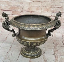 ART NOUVEAU VINTAGE FIGURAL & FLOWERS BRONZE PLANTER SCULPTURE DECO ARTWORK