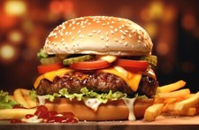 BURGER FOOD KITCHEN CANVAS PICTURE PRINT WALL ART
