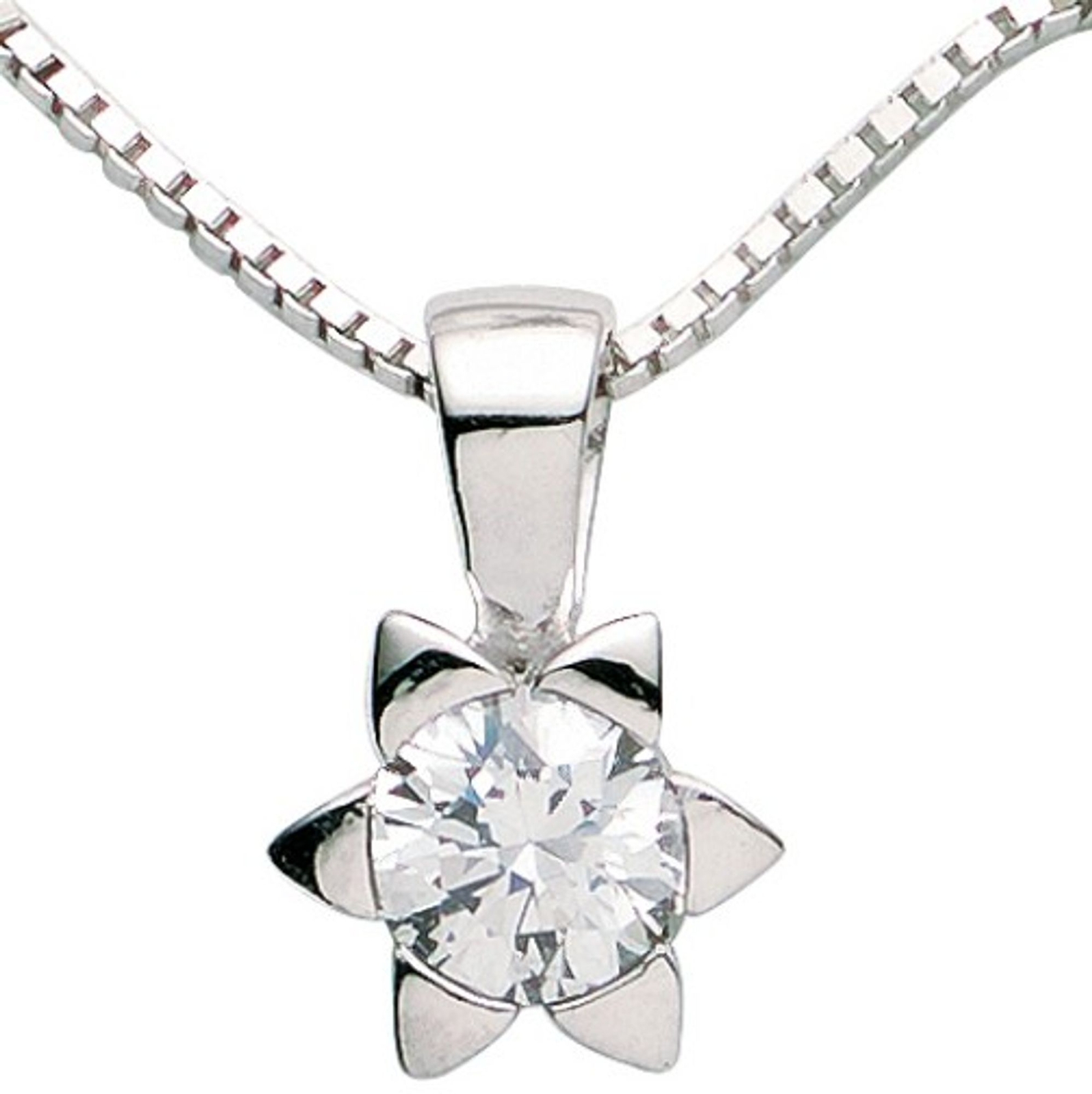 Базовый Silber 212320 Damen Collier Stern Sterling-Silber 925 wei Zirkonia 42 см 7590₽