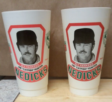 Set of 2 Jim Catfish Hunter Nedicks Cups New York Yankees