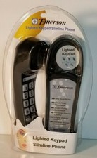 Emerson EM-2131 Slim line Desk Wall Phone Black Lighted Keypad Corded