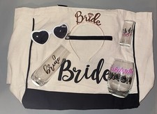 Sac de mariée mariage, bandeau, lunettes de soleil, flûte à champagne, verre à vin