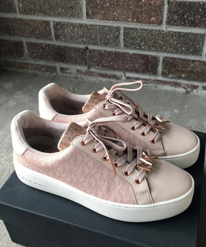 Michael Kors Rose Gold (Light Pink) MK Logo Sneakers Flats Shoes Size 6M |  eBay
