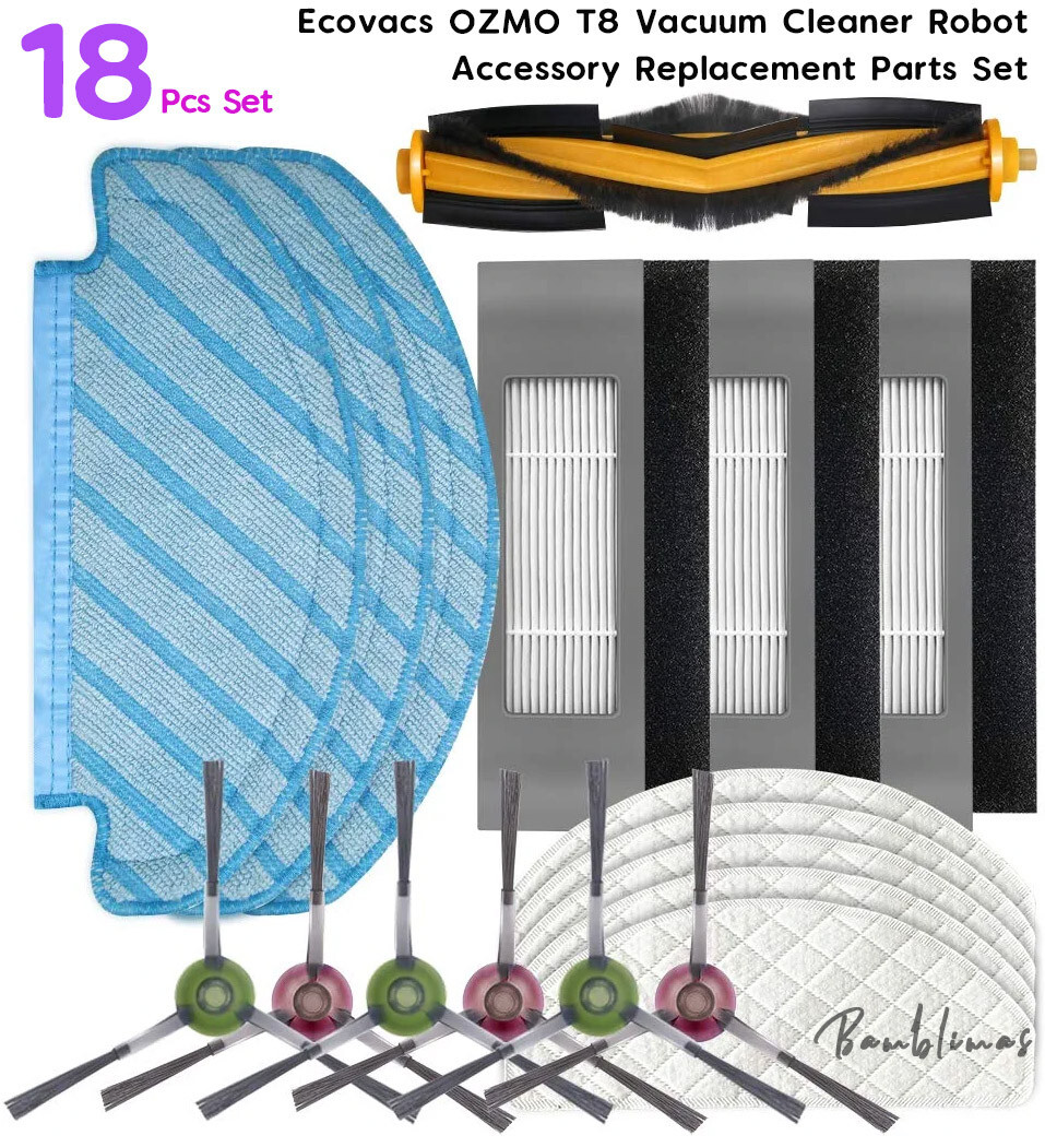 18pcs Accessory Replacement Parts Set for Ecovacs OZMO T8 Robot Vacuum Cleaner