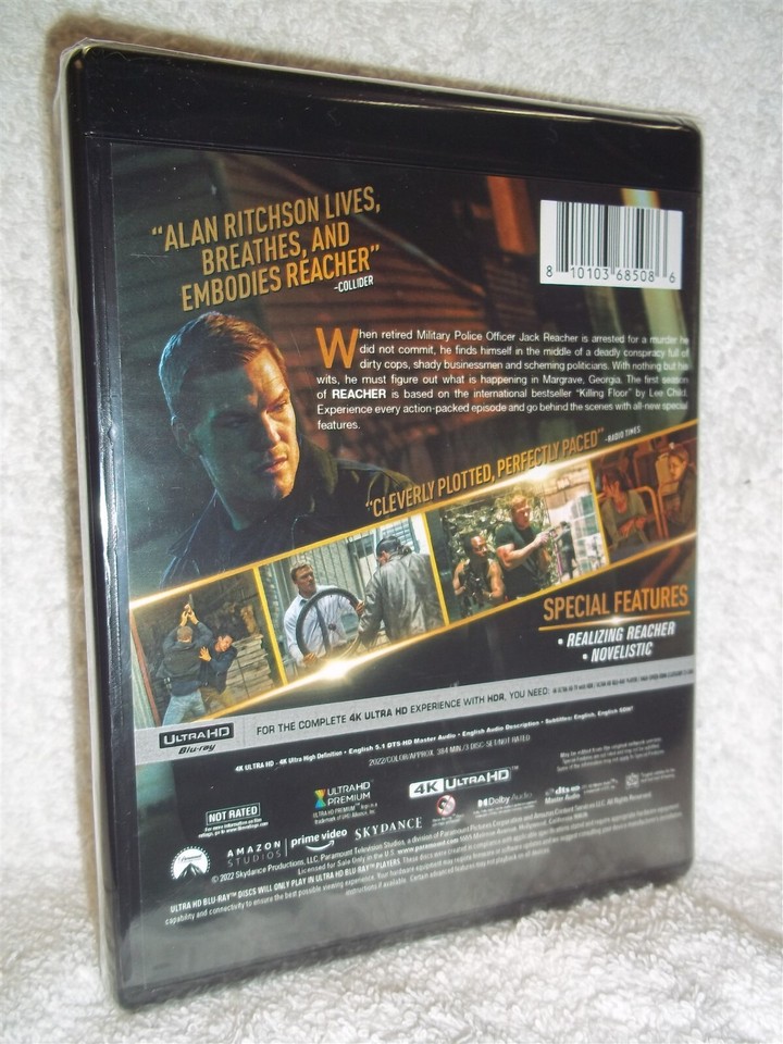 Reacher Season One 1 (3-Disc) (4K Ultra-HD, 2023) NEW Alan Ritchson cop ...