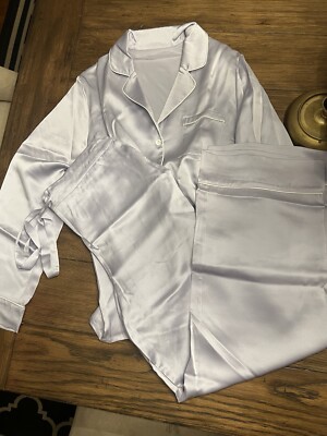 Manito Mulberry Silk Lilac Silver Purple Women s Small (4-6) NEW Pajama Set