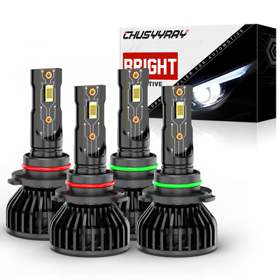 4x 9Bplus 9005 9006 LED Combo Headlight Bulbs High Low Beam Kit Extremely White