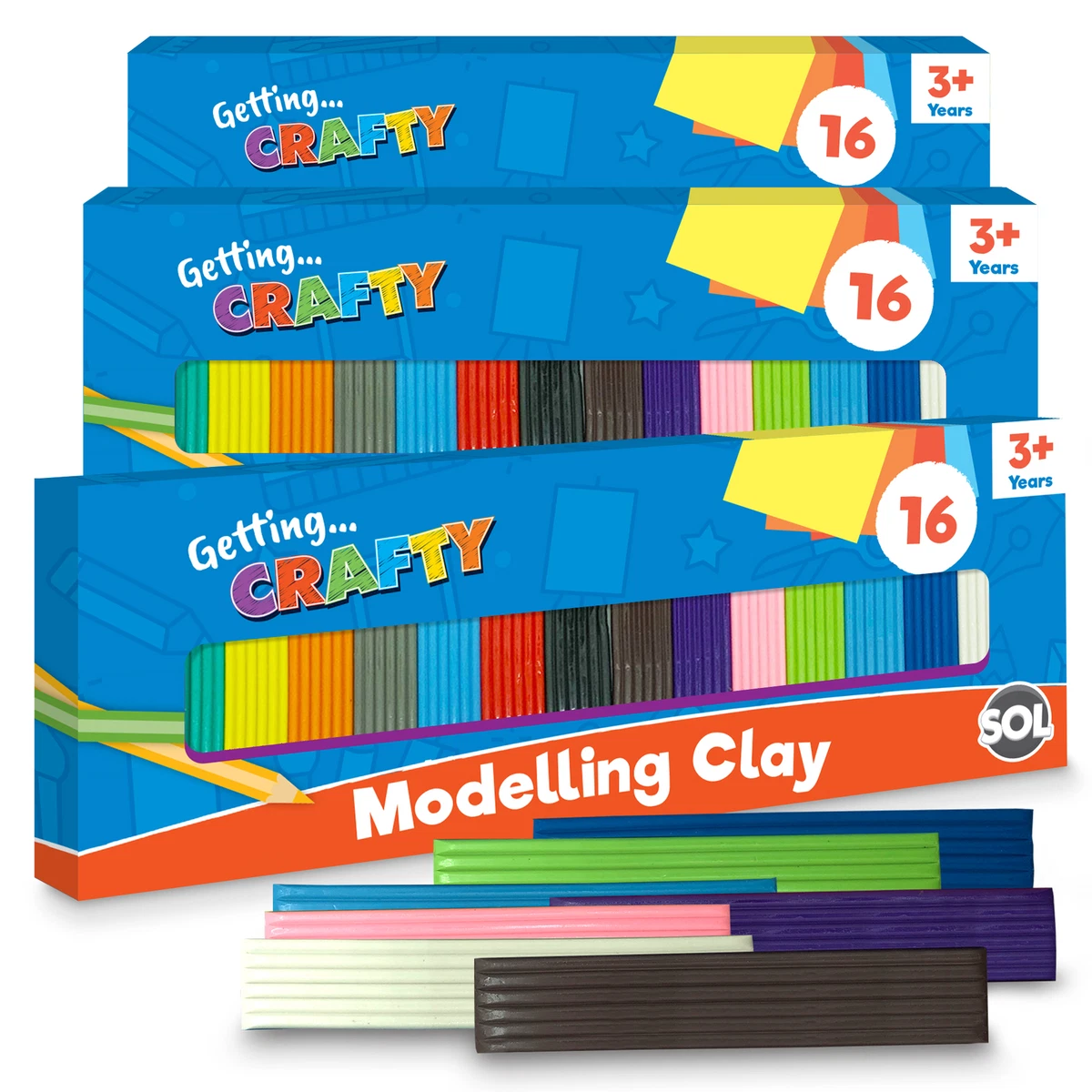 32 48pk Kids Modelling Clay Set 16 Colour Plasticine Putty Strips