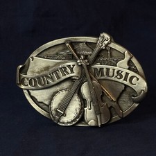 1984 Siskiyou Country Music Belt Buckle E-29 Silvertone Made In USA