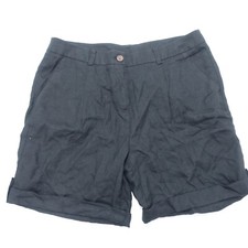 Jones New York Shorts Women's 10 Black 100 Linen Dark Wash Slash Pockets Cuffed